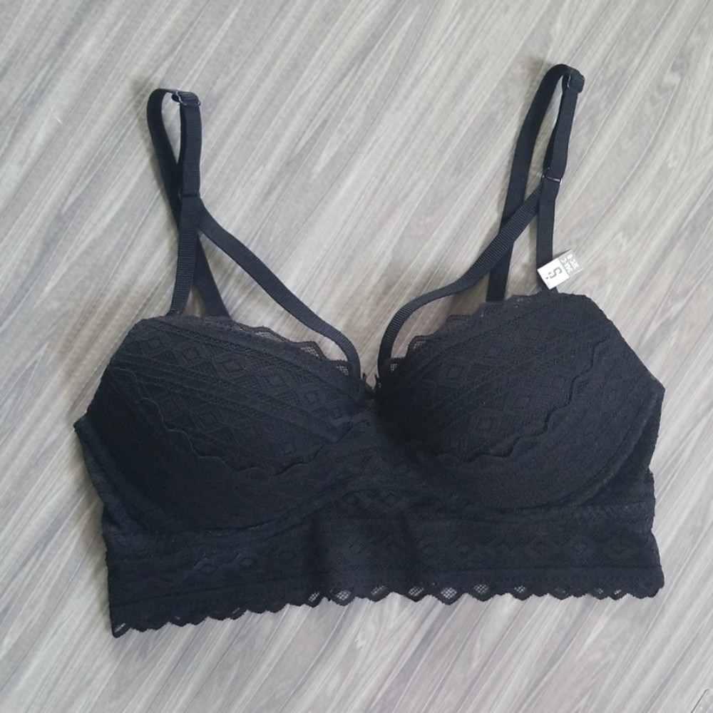Victoria's Secret PINK black lace bralette- Small